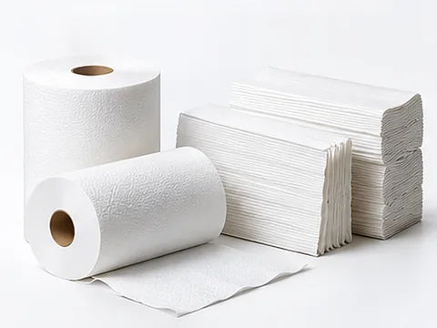 Paper towels and folded hand towels