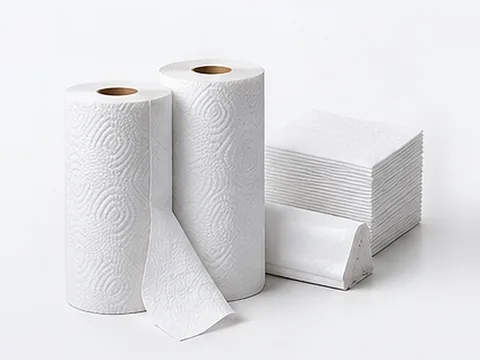 Kitchen towel rolls and folded towels